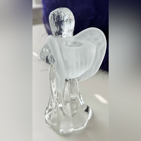 Glass Angel Figurine with a Taper Candle Holder between Wings - Picture 3 of 13